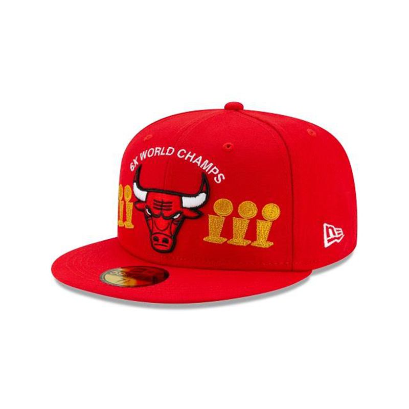 NBA Chicago Bulls Championship Trophy 59Fifty Fitted (DHP0811) - Black New Era Caps